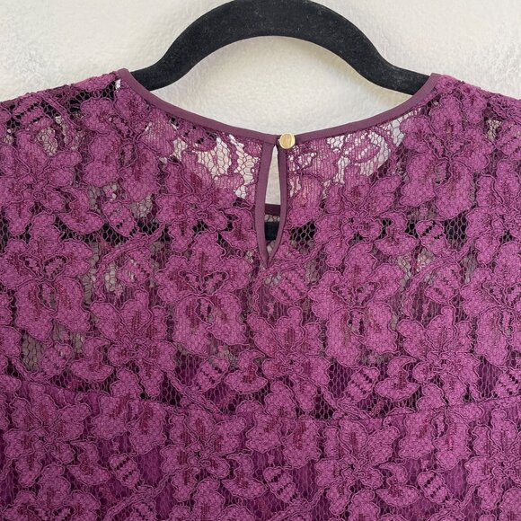 Diane Von Furstenberg Womens 4 Purple Lace Overlay Short Sleeve Dress - Picture 10 of 10